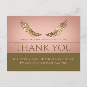 Gouden Glitter Lash Wings Bedankt Korting Roze Briefkaart