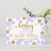 Gouden Glitter Lavendel Verspreide Stippen Baby sh Kaart (Staand voorkant)