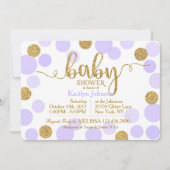 Gouden Glitter Lavendel Verspreide Stippen Baby sh Kaart (Voorkant)