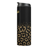 Gouden Glitter Leopard Print Rand Thermosbeker (Geroteerd rechts)
