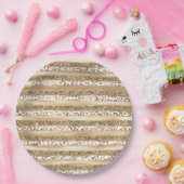 Gouden Glitter Leopard Print Strepen Papieren Bordje (Feest)
