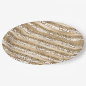 Gouden Glitter Leopard Print Strepen Papieren Bordje (Gekanteld)