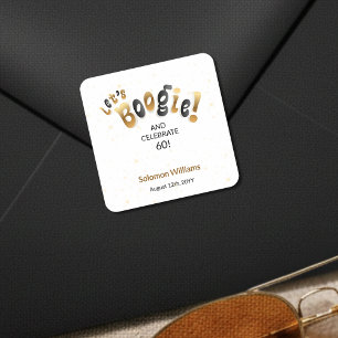 Gouden Glitter Let's Boogie 60ste Verjaardag Vierkante Sticker