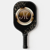 Gouden glitter letter en zwart pickleball paddle (Voorkant)