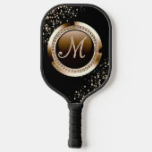 Gouden glitter letter en zwart pickleball paddle (Achterkant)