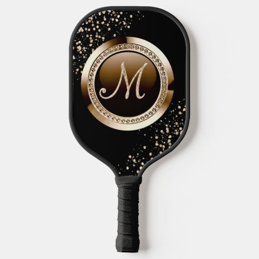 Gouden glitter letter en zwart pickleball paddle (Achterkant)