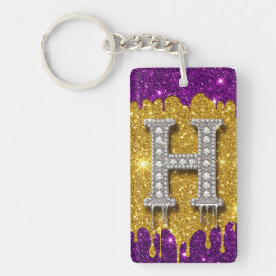 Gouden Glitter Letter H Op Maat Gemaakte Naam Sleu Sleutelhanger