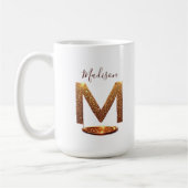 Gouden Glitter Letter M Monogram Cadeau Koffiemok (Links)