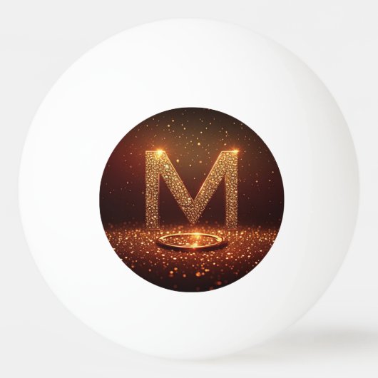 Gouden Glitter Letter M Monogram Cadeau Pingpongbal (Voorkant)