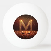 Gouden Glitter Letter M Monogram Cadeau Pingpongbal (Achterkant)