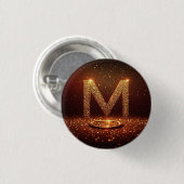 Gouden Glitter Letter M Monogram Cadeau Ronde Button 3,2 Cm (Voorkant /achterkant)