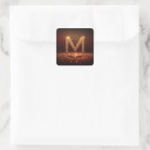 Gouden Glitter Letter M Monogram Cadeau Vierkante Sticker (Tas)