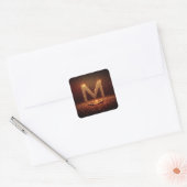 Gouden Glitter Letter M Monogram Cadeau Vierkante Sticker (Envelop)