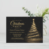 Gouden Glitter Lichtboom Kerstfeest Kaart (Staand voorkant)