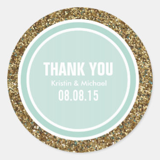 Gouden Glitter & Lichte Munt Dank u Label