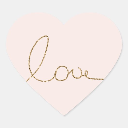 Gouden Glitter Liefde Blush Roze Schelp Hart Sticker (Voorkant)