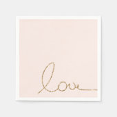 Gouden Glitter Liefde Blush Roze Shell Servet (Voorkant)