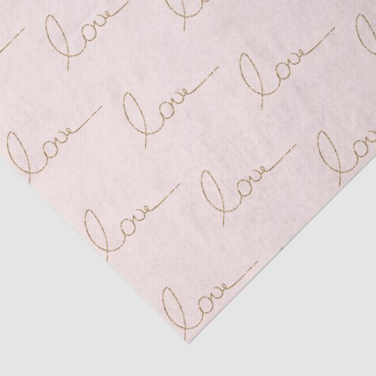 Gouden Glitter Liefde Blush Roze Shell Tissuepapier (Detail)