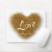 Gouden Glitter LIEFDE Hart Glamour Muismat (Met muis)