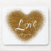 Gouden Glitter LIEFDE Hart Glamour Muismat (Voorkant)