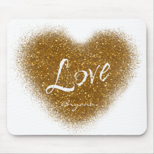 Gouden Glitter LIEFDE Hart Glamour Muismat