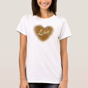 Gouden Glitter LIEFDE Hart Glamour Tanktop Shirt
