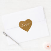 Gouden Glitter Liefde Hart Trouwgunst Hart Sticker (Envelop)