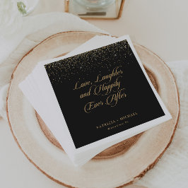 Gouden Glitter Liefde Lach en Gelukkig tot het Ein Servet