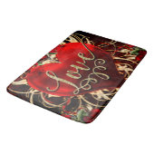 Gouden Glitter Liefdeshart & Rode Rozen Romantisch Badmat (Gekanteld)