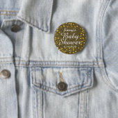 Gouden Glitter Liefdeshartjes Baby Borrel / Strooi Ronde Button 5,7 Cm (In situ)