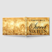 Gouden Glitter Lights Sweet 16 Custom Guest Book Gastenboek (Volledig)