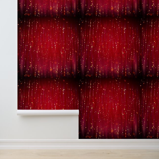 Gouden Glitter Lights Zwart en Rood Behang (Applicatie)