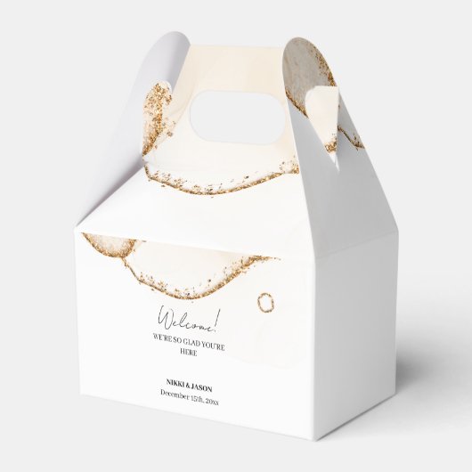 Gouden Glitter lijn Moderne minimale bruiloft Welk Bedankdoosjes (Voorkant Zijde)