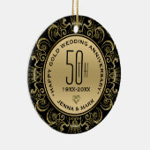 Gouden Glitter Lijst 50e bruiloft Jubileum Keramisch Ornament (Rechts)