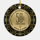 Gouden Glitter Lijst 50e bruiloft Jubileum Keramisch Ornament (Voorkant)