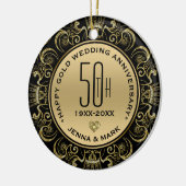 Gouden Glitter Lijst 50e bruiloft Jubileum Keramisch Ornament (Links)