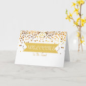 Gouden Glitter Lint met witte rand Welkom Kaart (Gele Bloem)