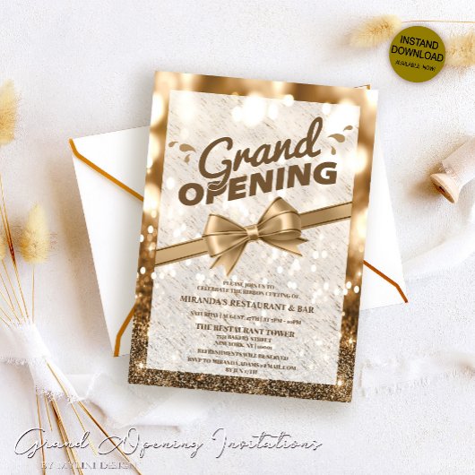 Gouden Glitter lint snijden Grand opening Kaart