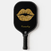 Gouden Glitter Lip Glam Sparkle Trendy Officiële U Pickleball Paddle (Achterkant)