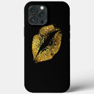 Gouden Glitter Lippen iPhone 13 Pro Max Hoesje
