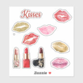Gouden Glitter Lippen Rode Kussen Sticker (Vel)