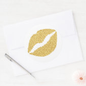Gouden Glitter Lippen Ronde Sticker (Envelop)