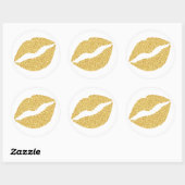 Gouden Glitter Lippen Ronde Sticker (Vel)