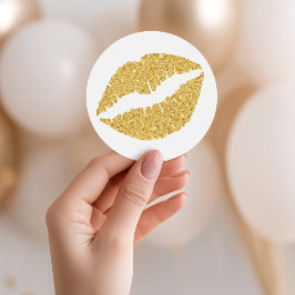 Gouden Glitter Lippen Ronde Sticker
