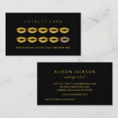 Gouden glitter lippen zwart glam make-up artiest l klantenkaartje (Voorkant / Achterkant)