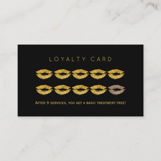 Gouden glitter lippen zwart glam make-up artiest l klantenkaartje (Voorkant)