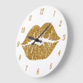 Gouden Glitter Lips Glam Sparkle Girlie Grote Klok (Hoek)