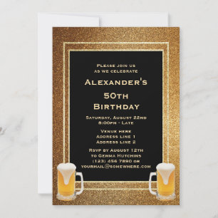 Gouden Glitter Lis en Bier Kaart