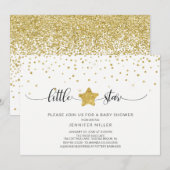 Gouden Glitter Little Star Baby shower Kaart (Voorkant / Achterkant)