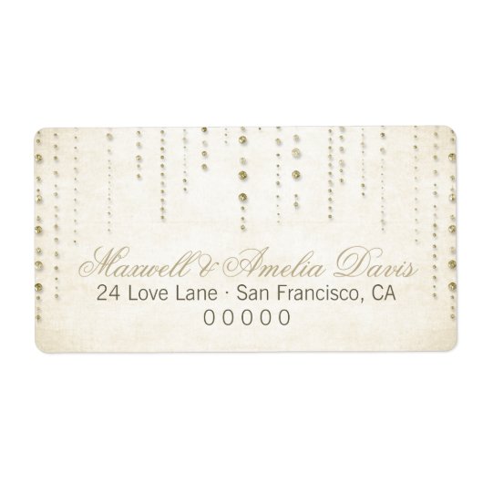 Gouden Glitter Look Bruiloft Adresetiketten Etiket (Voorkant)